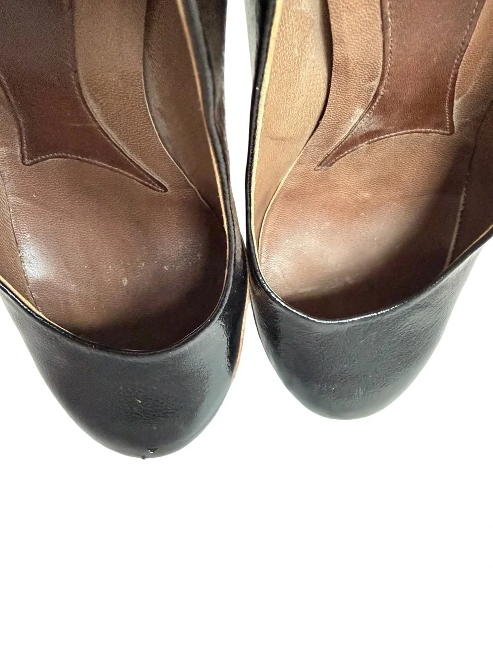Marni Black Brown Two Tone Leather Closed Toe Platform Heels Pumps Size 8 Womens